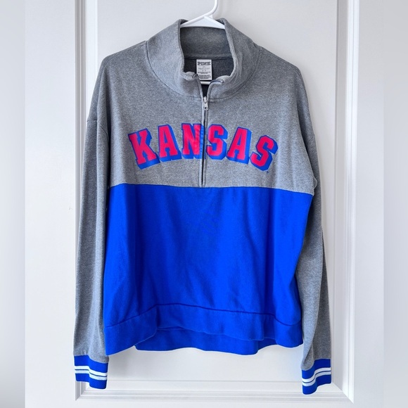 PINK Victoria's Secret Gray Quarter-Zip Sweatshirt - Picture 1 of 7